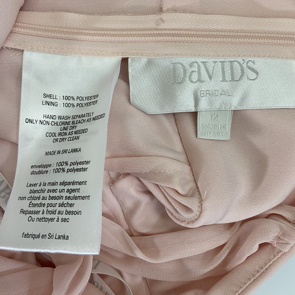 Junior Bridesmaid/ Flower Girl Dress Size 12 Petal Pink David's Bridal‎ Chiffon - Picture 4 of 7